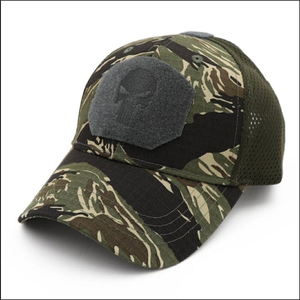 New Punisher Hat Strapback Tactical Molle Patch Camo Black Jungle Tiger Stripe